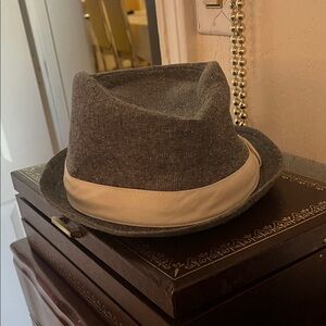 Express Gray Fedora with Cream Band
